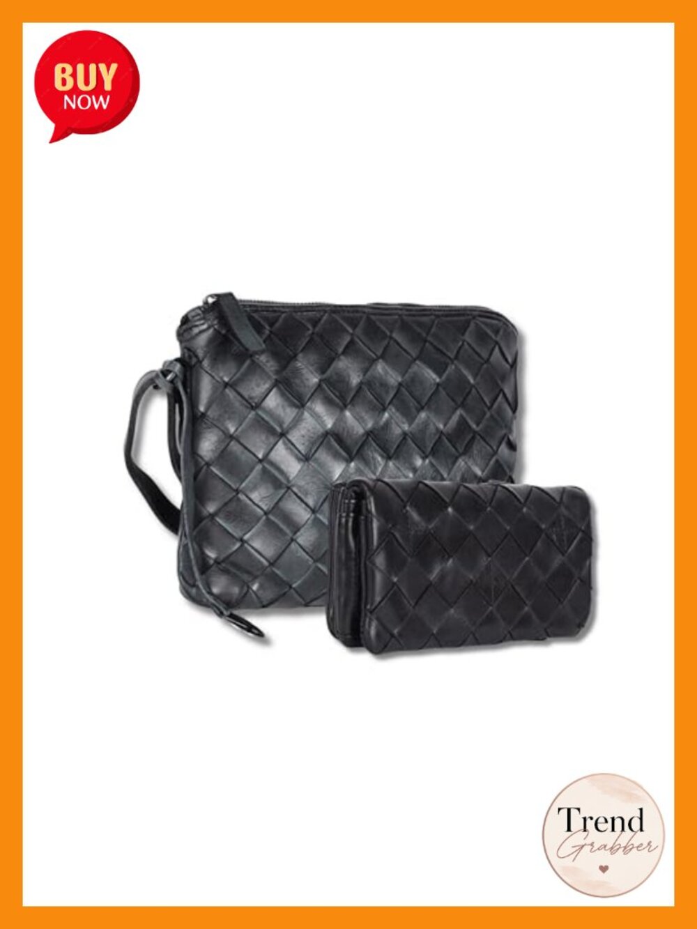 Genuine Leather Crossbody Bag & Zipper Wallet Set for Women